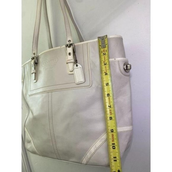 COACH XL White Leather Shopping Tote Bag - Picture 3 of 8